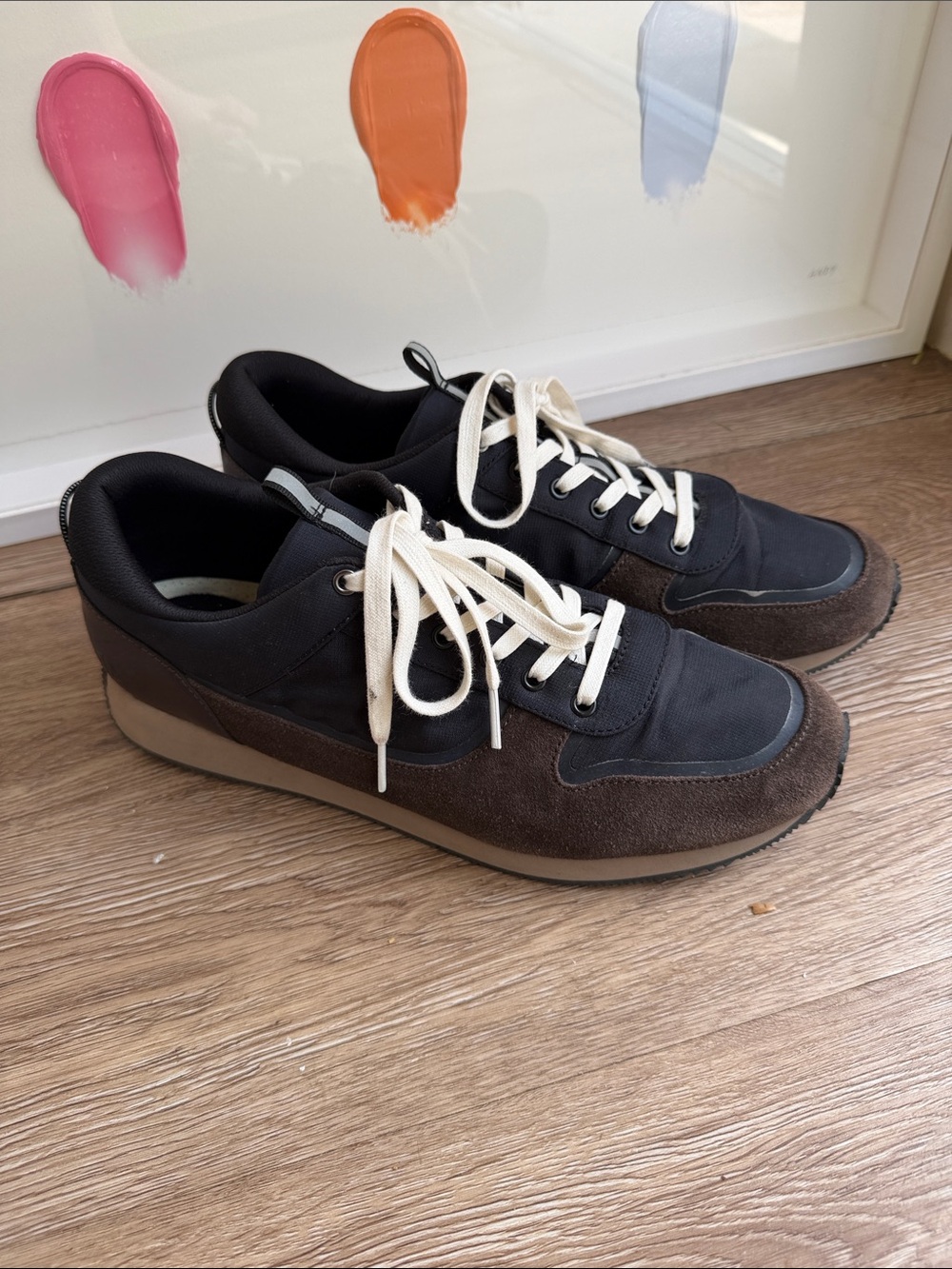 rag & bone Men's Black and Brown Suede-Trim Sneakers